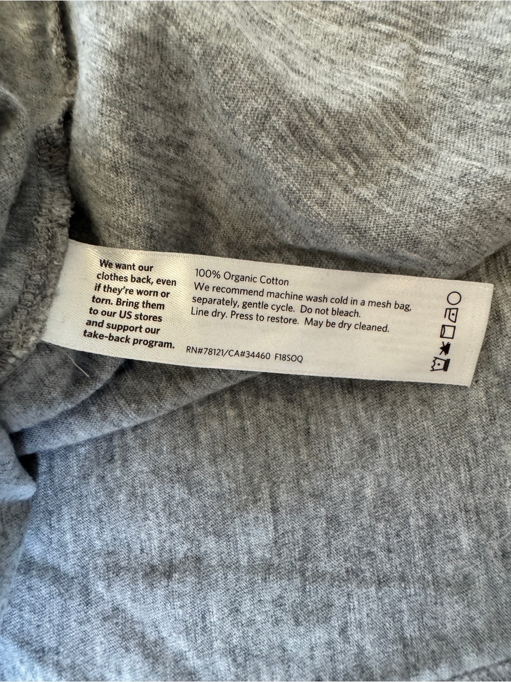 Eileen Fisher Organic Cotton Gray Short Sleeve Crewneck Tee Size Petite Large - Picture 6 of 6